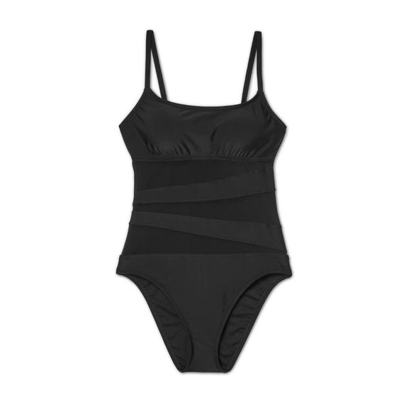 Shade & Shore™ Women's Mesh Front One Piece Swimsuit - Black - Picture 3 of 7